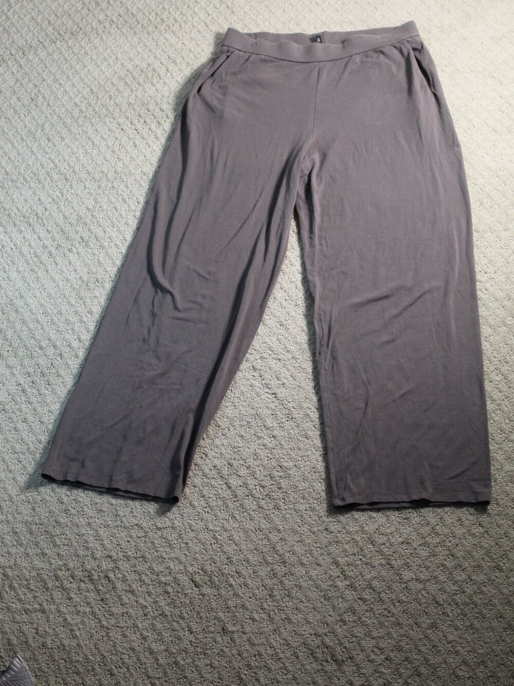 Eileen Fisher Size L Grey High Rise Knit Pull On Pants with Pockets